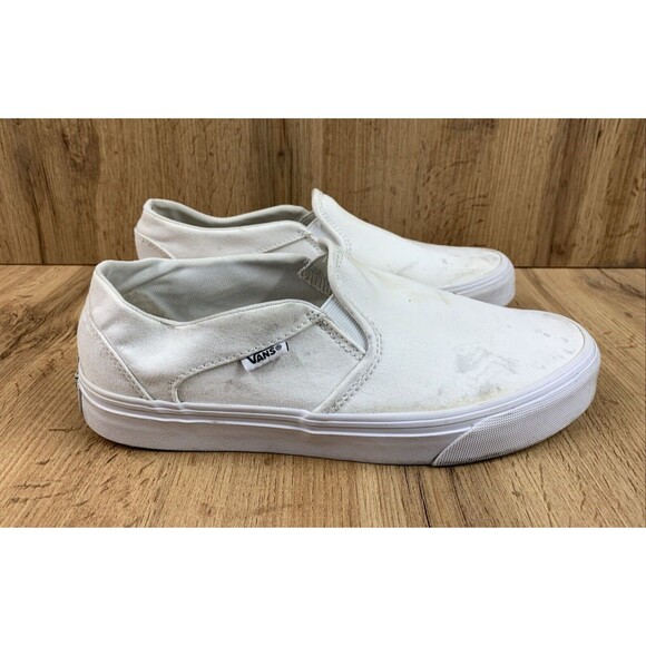 VANS Off The Wall Classic Slip On Skate Loafer Shoes Size 9 White Canvas 721356 - Picture 2 of 16